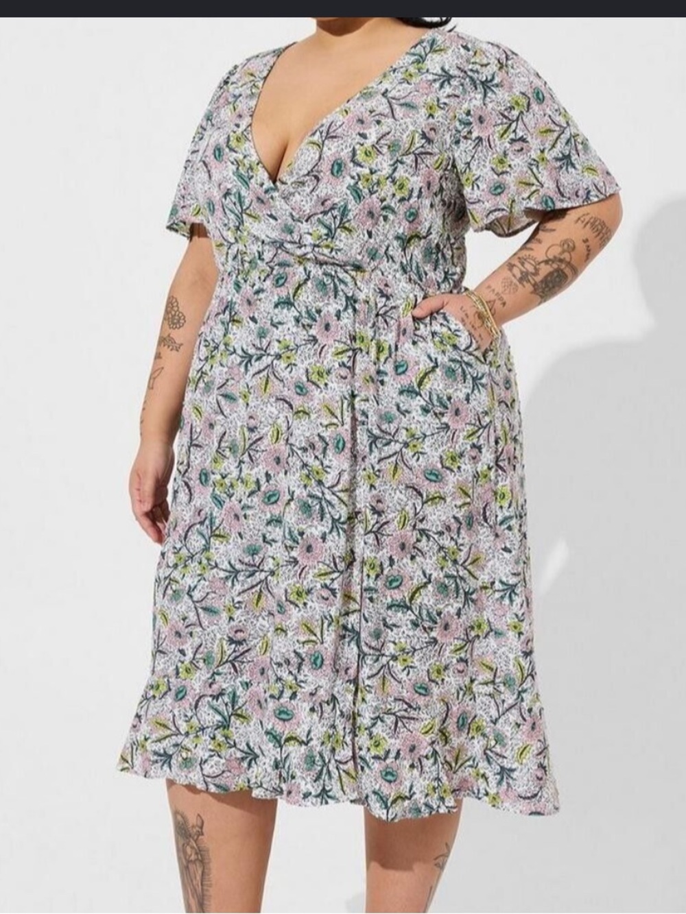 torrid Pastel Floral Wrap mini dress size 1x